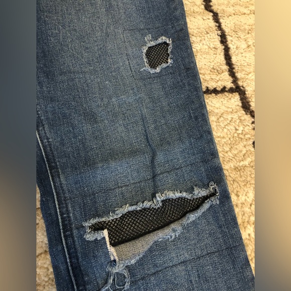 Free People Women’s Tupelo Blue Fishnet-Inset Skinny Jeans Size 29 - Picture 7 of 7